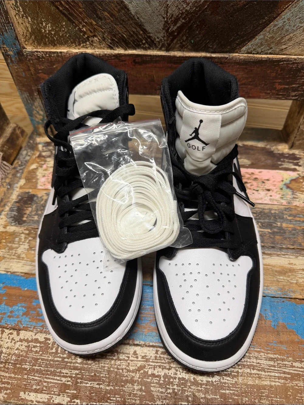 Jordan Men Sneakers Black White High Top Size 10